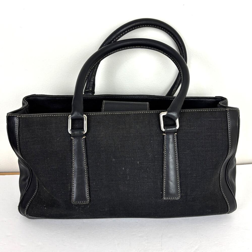 Coach Bonnie's Legacy Black Linen Canvas Leather Satchel East West M0P-9428